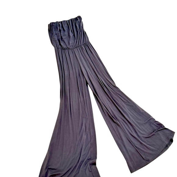 Tart navy Wide Leg strapless Jumpsuit elastic Waist/neckline modal cotton sz xs - Picture 2 of 6